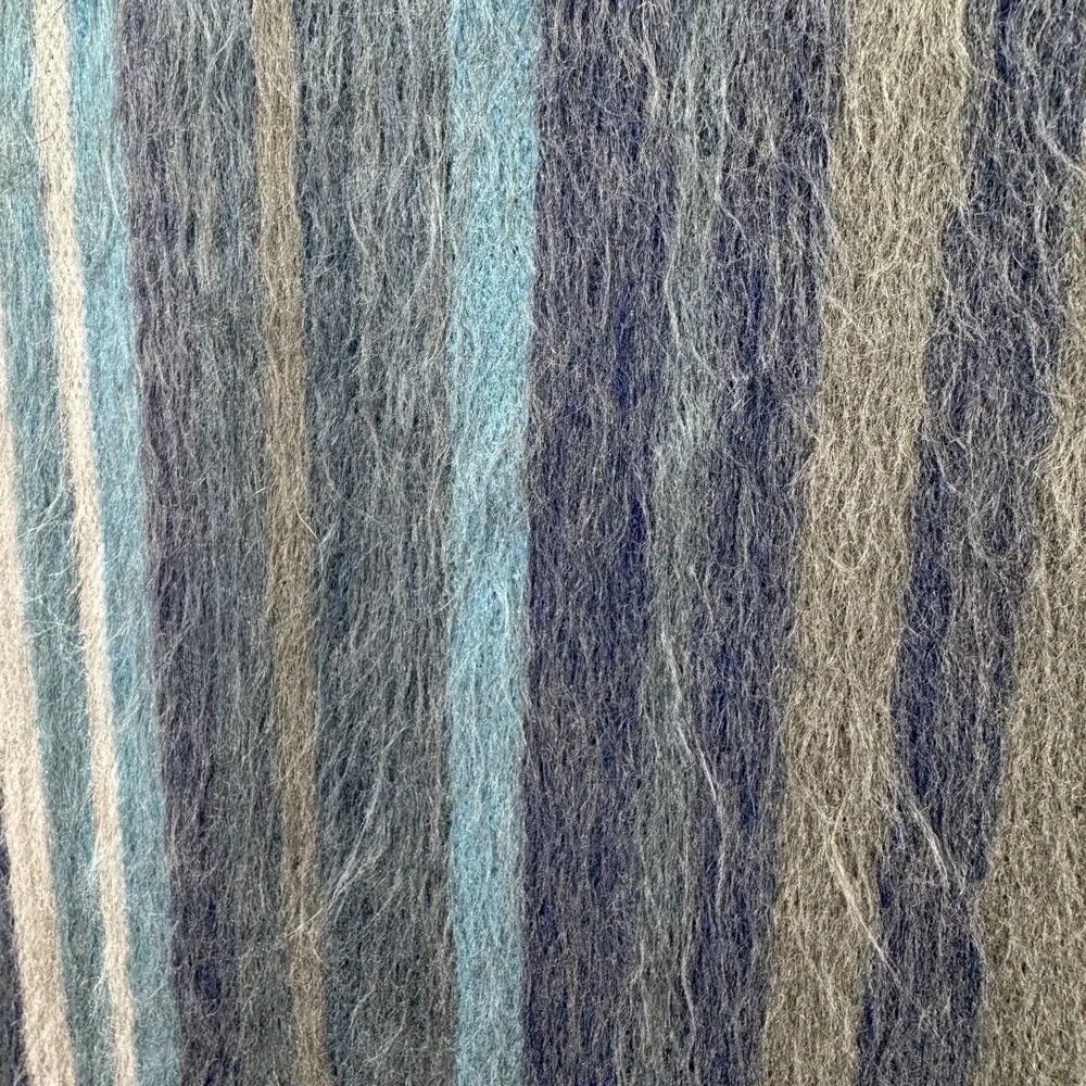 Shupaca Alpaca 80% Blend Striped Scarf 76” X 12” Blue Gray Soft Cozy Luxury
